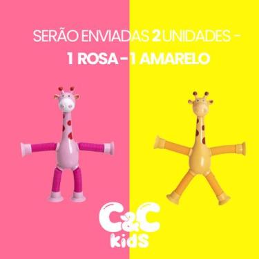 Imagem de Kit 4 girafas estica e gruda melman pop it tubo tiktok com luz brinque