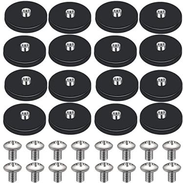Imagem de Flutesan 16 ímãs revestidos de borracha de 13,6 kg, ímãs de montagem antiarranhões, base magnética de neodímio com parafusos roscados M6 de 4,5 cm para barra de luz, espelho, câmera, ferramentas