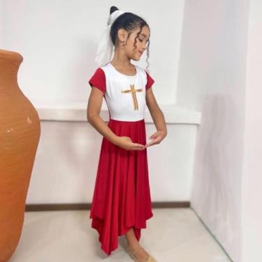 Imagem de Vestido de Dança Coreografia Infantil CRUZ DOURADA - MISS FLOWER, Verm