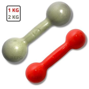 Imagem de Kit de Halteres Redondos Emborrachados Unidade 1Kg e 2Kg - SEPO
