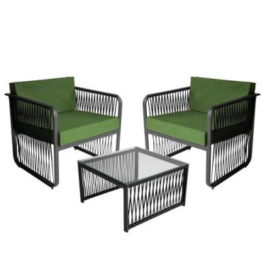 Imagem de Conjunto 2 Poltronas e 1 Mesa de Centro Santiago em Alumínio e Corda N