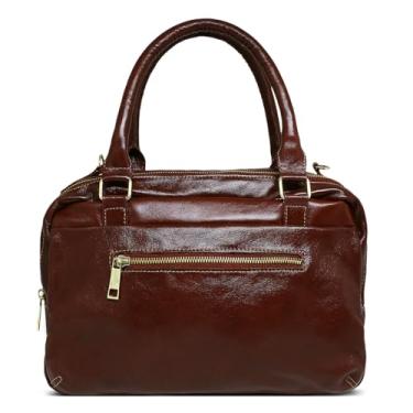 Imagem de Bolsa Baú Feminina de Couro Modelo Larissa - Relicário (Pinhão)