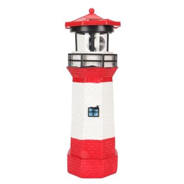 Imagem de Farol Solar Rotativo, Resina Sem Resina Sem Fadel LED Garden Decoration Lighthouse Estátua Lâmpada Rotativa de LED Decorativo para Paisagem de Jardim Fora do Quintal (BS38062)