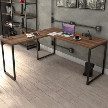 Imagem de Mesa para Escritório de Canto em L Win Nogal - Pnr Móveis