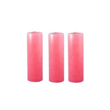 Imagem de Kit Com 3 Velas De 7 Dias 250g Parafina Pura Chama Alta 15cm (Rosa)