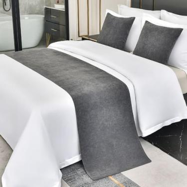 Imagem de Cachecol de corredor de cama de hotel cor sólida simples manta de cama de alta qualidade cobertor de proteção de cama toalha de cama de luxo - cinza escuro||King 19,7 x 102,3