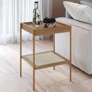 Imagem de Mesa Lateral Com Prateleira Pé Metal Arlo A10 Hanover-dourado - Mpozenato