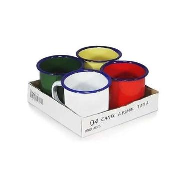 Imagem de Jogo c/ 4 caneca esmaltada diversas cores café roça fazenda - Fratelli