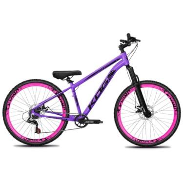 Imagem de Bicicleta Aro 26 KOG 1x7 Freeride – Bike para Grau, Freeride Urbano, Suspensão 80mm, Freios a Disco, 7 Velocidades, Lilás, Adesivo Preto,Vmaxx Rosa