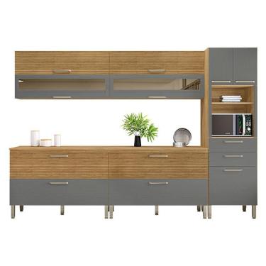 Imagem de Cozinha Modulada Ametista Composição 3 Freijó Gris Riapdo - Kits Paraná