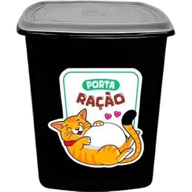 Imagem de Porta Ração 6 litros Pote para Ração de Cães e Gatos (Gato Preto)