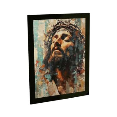 Imagem de Quadro Decorativo Religioso Jesus Cristo Pintura Grunge Decoração Poster Quarto Sala