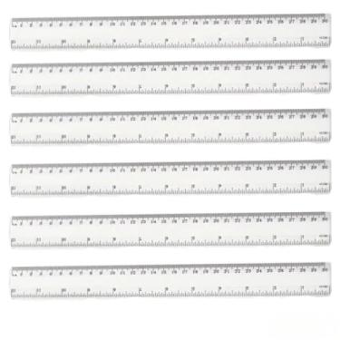 Imagem de RéGua Escolar de 12 PeçAs, RéGua de PláStico Transparente de 30 Cm, RéGua de MediçãO, RéGua de EscritóRio Escolar(Transparente,6UN)