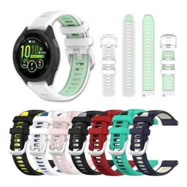 Imagem de Pulseira Silicone Para Relógio Garmin Forerunner 255/265/745/venu Dual Cor 22MM Fecho Duplo (Verde Claro e Branco)