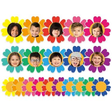 Imagem de gisgfim 80 peças de recortes de flores coloridas de volta às aulas, quadro de avisos, recortes de papel floral de verão, decoração de sala de aula para meninos e meninas, faça você mesmo, artesanato