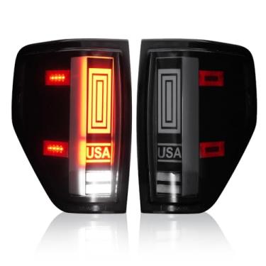 Imagem de Luzes traseiras de LED para Ford F150 2009-2014 (modelo de cama Fleetside), substituição de montagem de luzes traseiras par esquerdo + direito, lente de fumaça, 2 peças