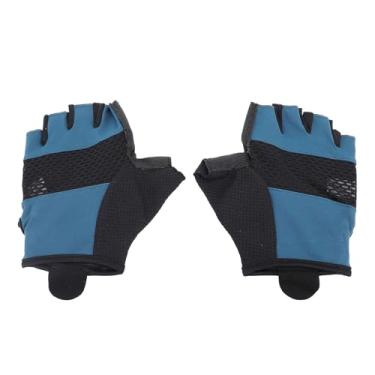 Imagem de Luvas de bicicleta azul meio dedo choque anti -deslizamento absorvendo luvas de bicicleta respirável para homens bicicletas de estrada (Xl)