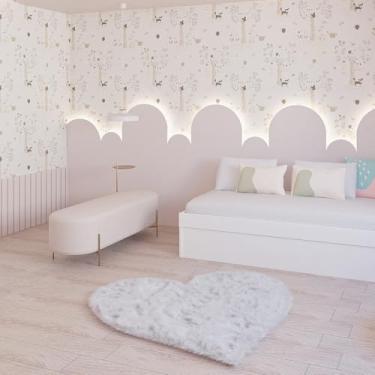 Imagem de Tapete Sala Felpudo Peludo Branco Coração 200 Cm