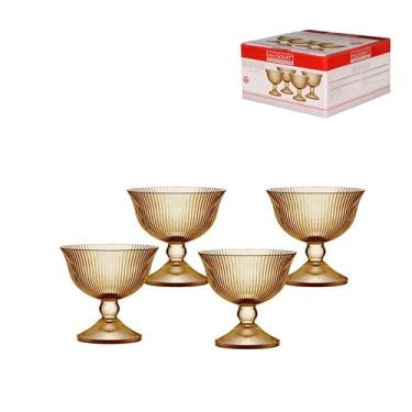 Imagem de Haüskraft- Taça com pé de vidro Graffiato Âmbar 200ml 4 peças