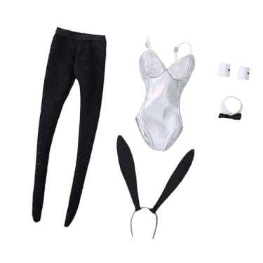 Imagem de Esquirla Fantasia de coelhinha em miniatura em escala 1:6, macacão, moda casual, roupas de dramatização para bonecos de ação de 12'', acessório,