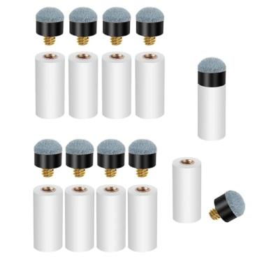 Imagem de Sndperiexam 10 peças de substituição de pontas brancas confortáveis para tacos de bilhar com virolas de taco de sinuca, pontas rosqueadas kit de substituição para bilhar