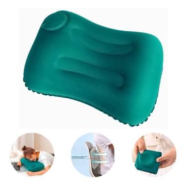 Imagem de Travesseiro Verde Almofada De Viagem Com Inflador Integrado