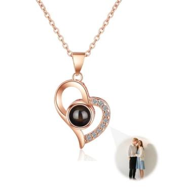 Imagem de Toodoumama Colar de projeção de imagem personalizada com foto interna - Colar com pingente de foto personalizada - presentes para mãe, esposa, casais, namorados, animais de estimação, presentes em