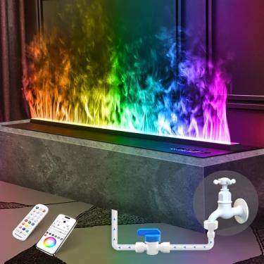 Imagem de Mexhom Lareira Elétrica Com Controle Inteligente Por Aplicativo, Conexão Direta De Vapor Água, Chama Atomizada Multicolorida, Remoto, Tamanho: 31,5 X 7,87 8,27 Pol.