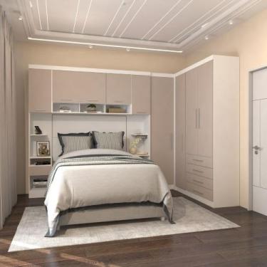 Imagem de Quarto Modulado Casal de Canto 5 Peças 9 Portas 4 Gavetas Alpes Lucian
