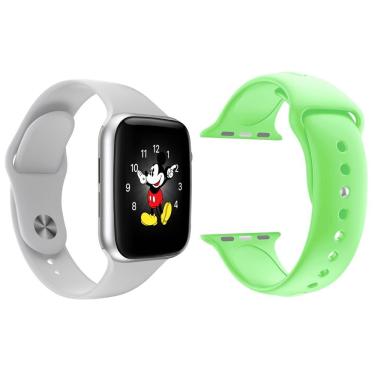 Imagem de Kit 1 Smartwatch Branco + 1 Pulseira Extra Silicone Verde