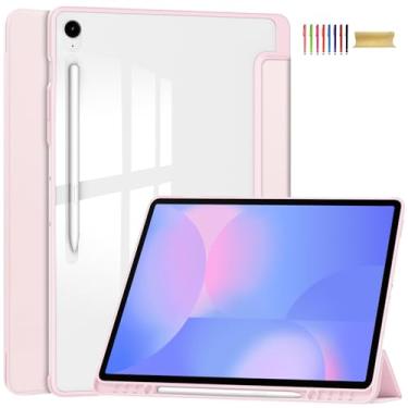 Imagem de Allytechgroup Capa para Samsung Galaxy Tab S10 FE+ Plus 13,1 polegadas 2025, couro PU, hibernar, despertar, três dobras, com capa traseira transparente à prova de choque, capa para tablet com suporte