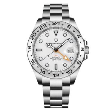 Imagem de Pagani Design relógios masculinos mecânicos automáticos GMT 42 mm aço inoxidável cristal de safira à prova d'água luminosos esportivos relógios de pulso masculinos, Branco