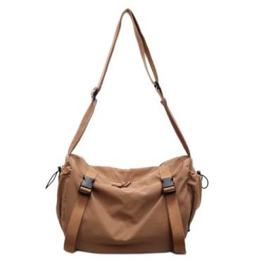 Imagem de ALWY Bolsa de ombro feminina de lona com zíper bolsa transversal para trabalho, uso diário (Marrom)