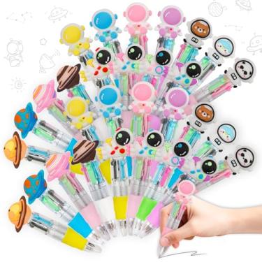 Imagem de 30 mini canetas multicoloridas em uma caneta fofa 4 em 1 para crianças, canetas esferográficas para aniversários e festas infantis, presentes divertidos, canetas kawaii de tinta sortidas (espaço)