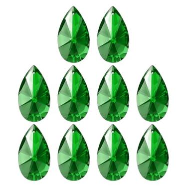 Imagem de PATIKIL Pingentes de cristal K9, contas de gota, pacote com 10 peças de prismas de lustre de 38 mm, contas penduradas, lâmpada DIY para decoração de artesanato, verde