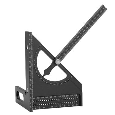 Imagem de Depisuta Régua de medição multiangular 3D, régua triangular de meia-esquadria de liga de alumínio, ajustável de 0 a 180 graus, esquadro de carpinteiro de alta precisão (Preto)