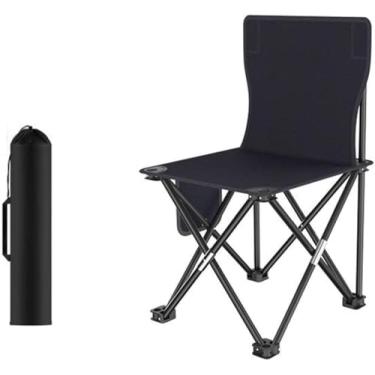 Imagem de Cadeira De Pesca Pequena, Banquinho De Acampamento Leve Com Encosto, Dobrável Portátil Para Adultos Ao Ar Livre Para Caminhadas Ao Ar Livre Na Praia E Piquenique, Black, 33 * 33 * 53cm