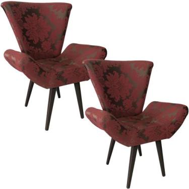 Imagem de Kit Duas Poltronas Decorativa Elegance 215 Marsala com Marrom - Sua Ca
