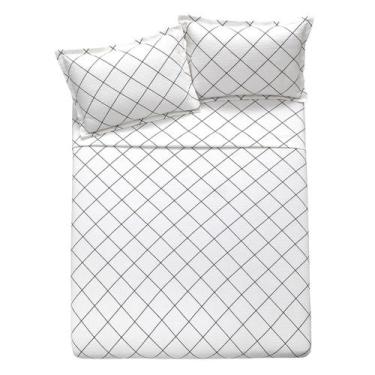 Imagem de Kit Colcha Queen Piquet Favo Algodão Orion Branco Quadriculado Dohler 