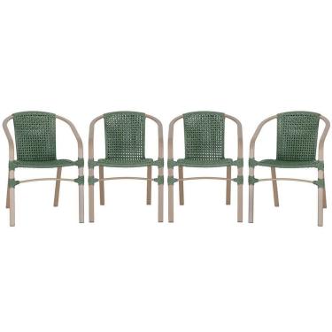 Imagem de 04 Cadeiras Floripa Aluminio Pintura Fendi Trama Verde
