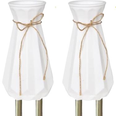 Imagem de Vasos de cemitério para túmulos de plástico durável suporte de flores com pontas de metal decoração de arco para lápides de cemitério, decorações de túmulo ao ar livre para presentes de memorial para