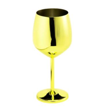 Imagem de Taça Metalizada Vinho Drink Gyn Festa Buffet Dourada 500Ml