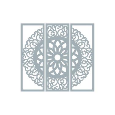 Imagem de Quadro Decorativo Cinza Mdf Mandala Arabesco 40X20Cm