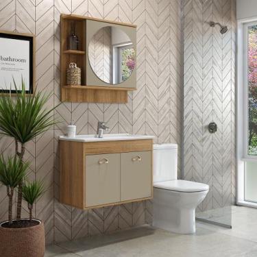 Imagem de Armário de Banheiro Gabinete Com Cuba e Espelheira 70cm Roma - JAELI