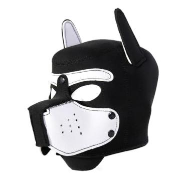 Imagem de Capuz para filhotes, capuz removível para cães cosplay de rosto inteiro masculino e feminino (branco)
