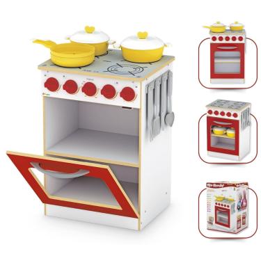 Imagem de Fogão de Brinquedo Super Chef Vermelho de Madeira mdf Junges