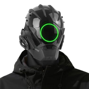 Imagem de PDLING Led Mask with colorful lights, Cosplay Accessories Helmet for Men, Cool Mask for Halloween, Cosplay (GREEN)