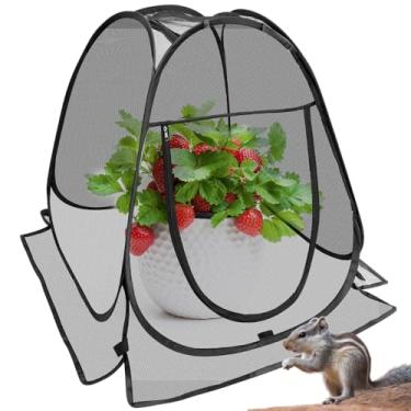 Imagem de ZIQINPSQ Coberturas de plantas Capa de rede de jardinagem pop-up, rede de barreira contra insetos e pássaros, malha para plantas, capa protetora de pragas com entrada de zíper para plantas, pacote com