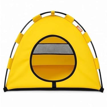 Imagem de Tenda para Cães e Gatos, Portátil, Azul, Abrigo para Animais de Estimação com Ventilação Tubline (Amarelo)