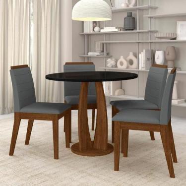 Imagem de Sala De Jantar Redonda Fontana Com 4 Cadeiras Freij/preto/cinza - M.a 